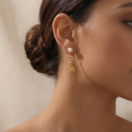 18ct Personalized Mrs Earrings - Elegant 18k Gold or Silver