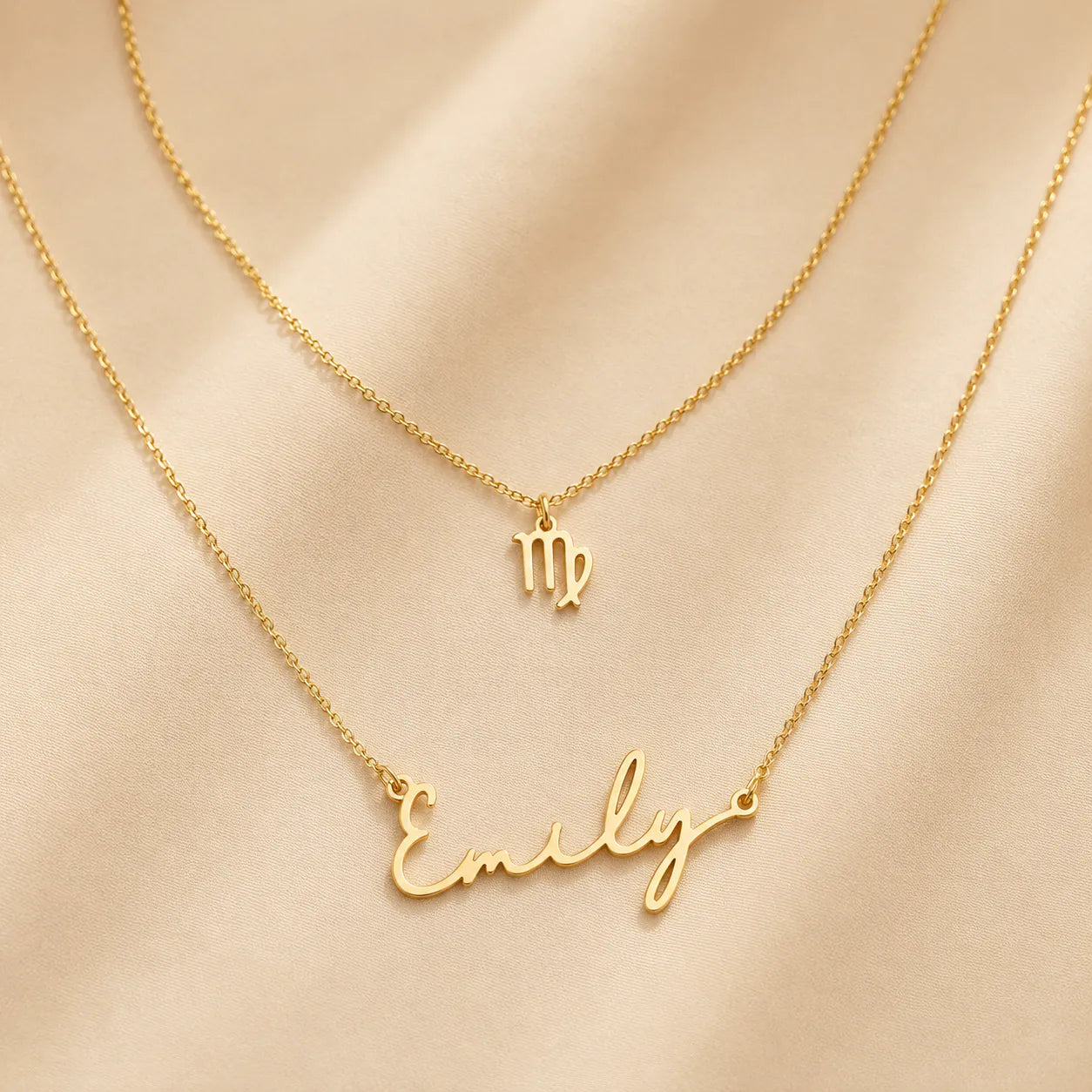 Personalised Name & Zodiac Necklace Set | Star Sign Jewellery | HBD