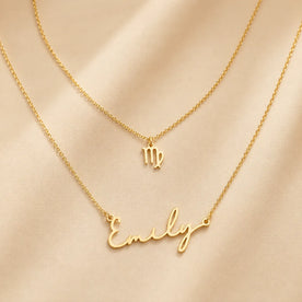 Personalised Name & Zodiac Necklace Set | Star Sign Jewellery | HBD