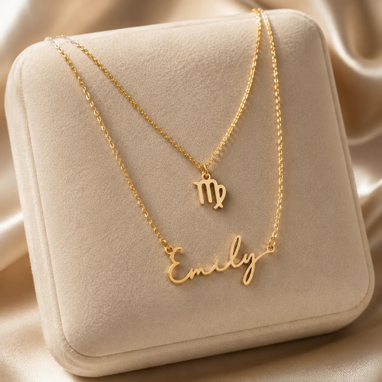Personalised Name & Zodiac Necklace Set | Star Sign Jewellery | HBD