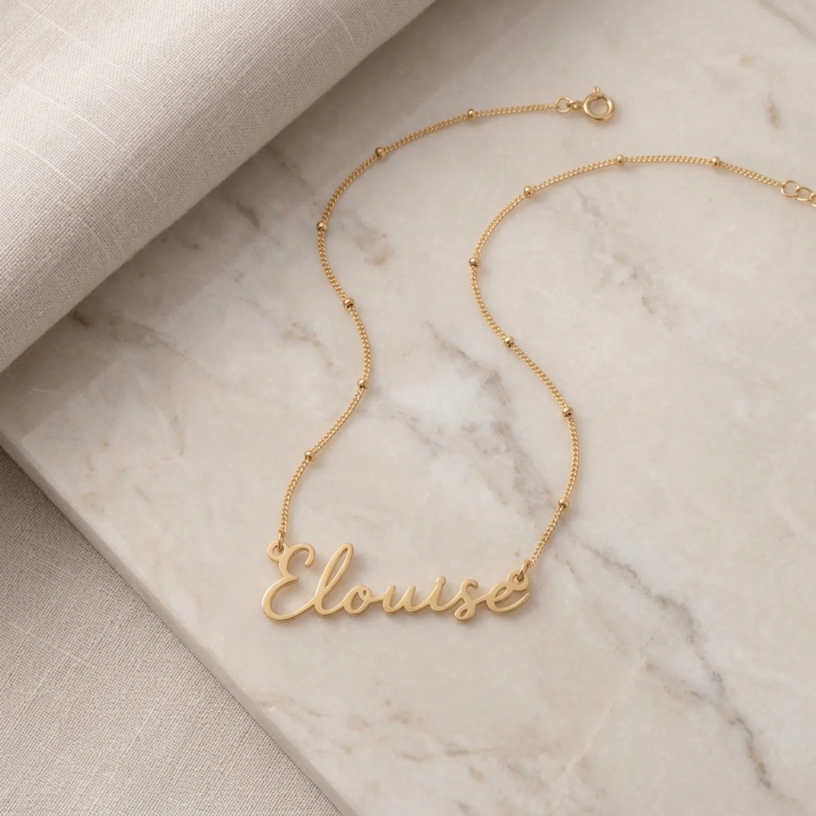 Elouise Name Necklace | 18ct Gold, Silver & Vermeil | Ready to Ship