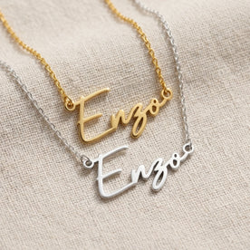 Enzo Name Necklace | 18ct Gold, Silver & Vermeil | Ready to Ship
