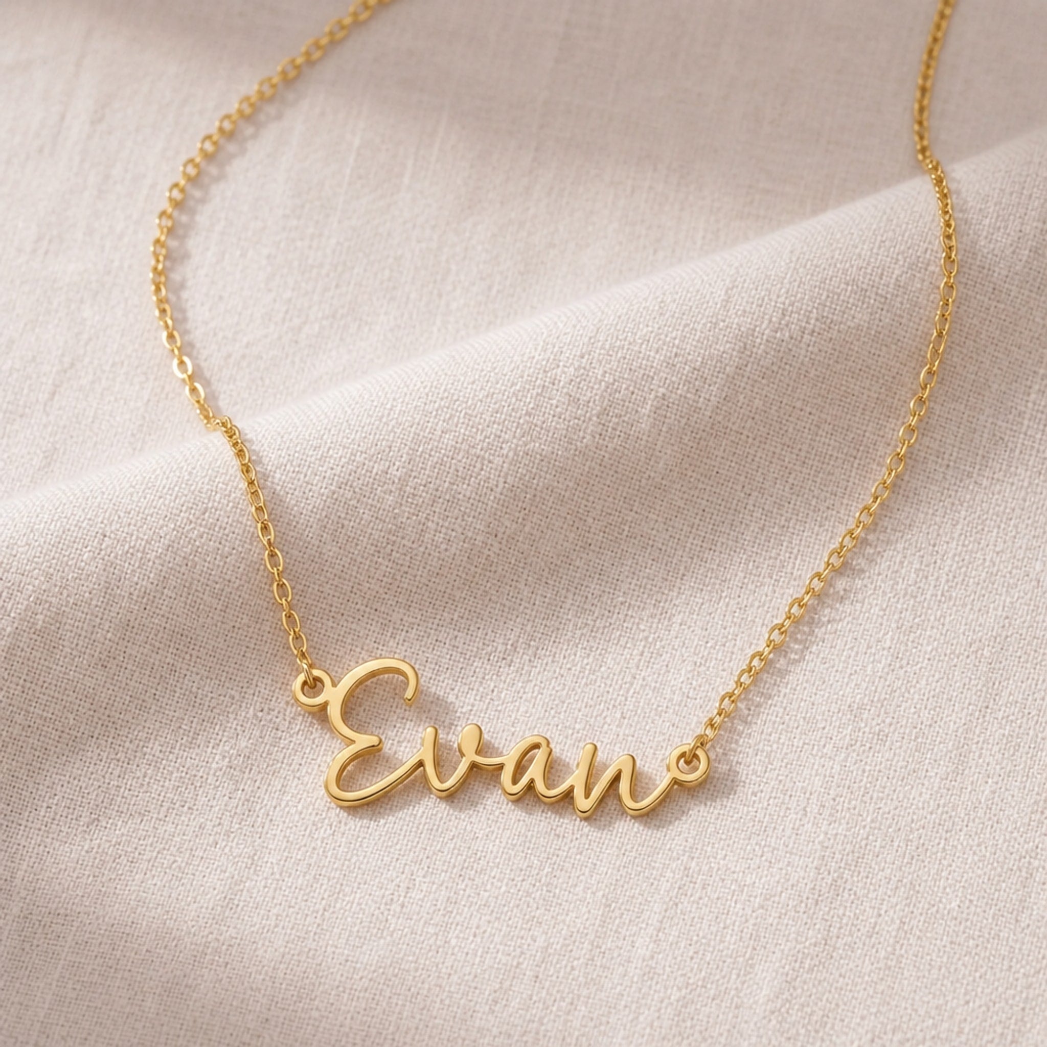 Evan Name Necklace | 18ct Gold, Silver & Vermeil | Ready to Ship