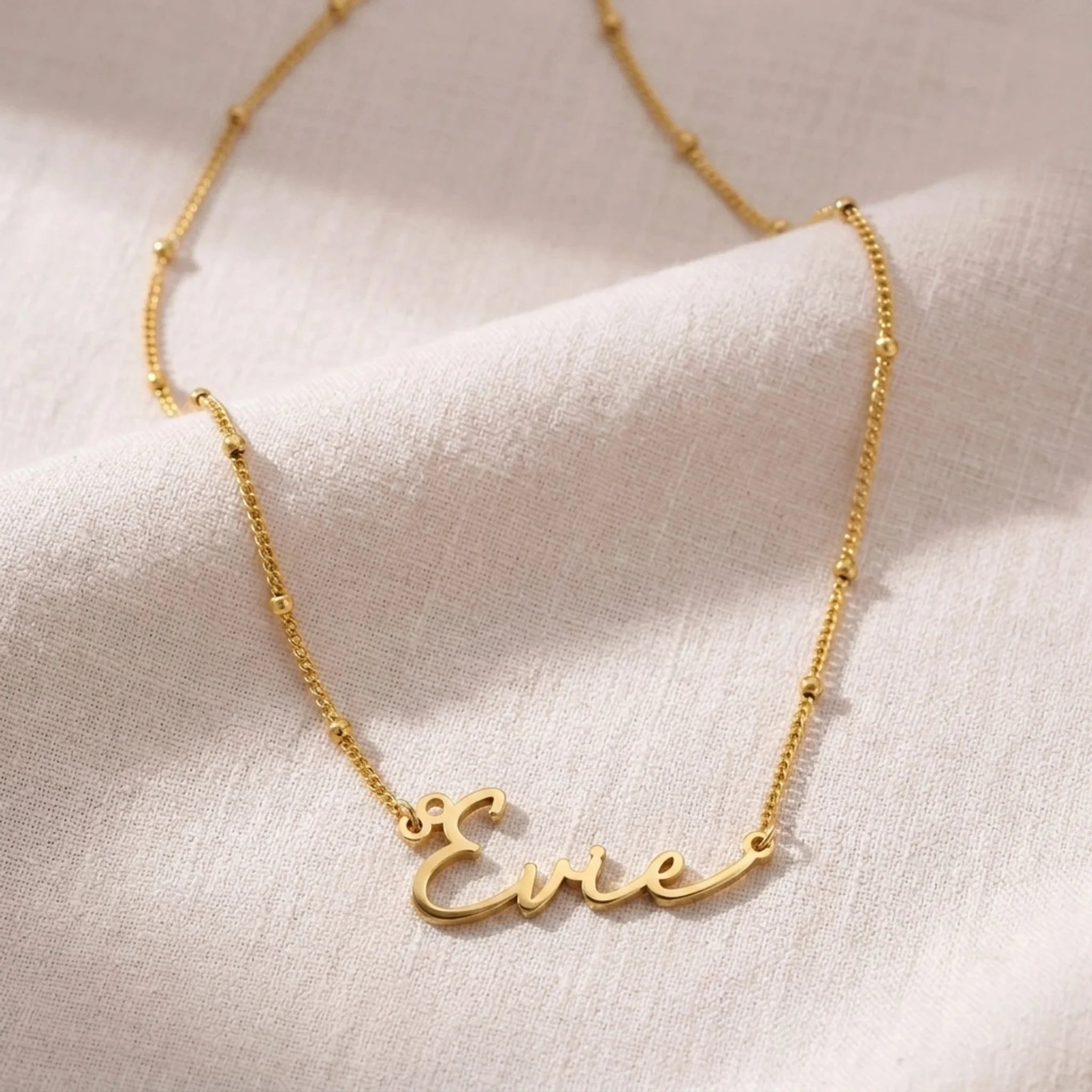 Evie Name Necklace | 18ct Gold, Silver & Vermeil | Ready to Ship
