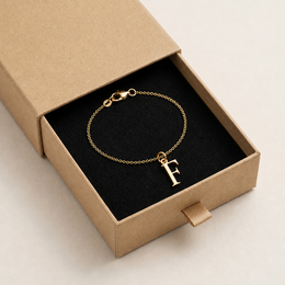 F Bracelet | Initial & Letter F Charm, Gold & Silver