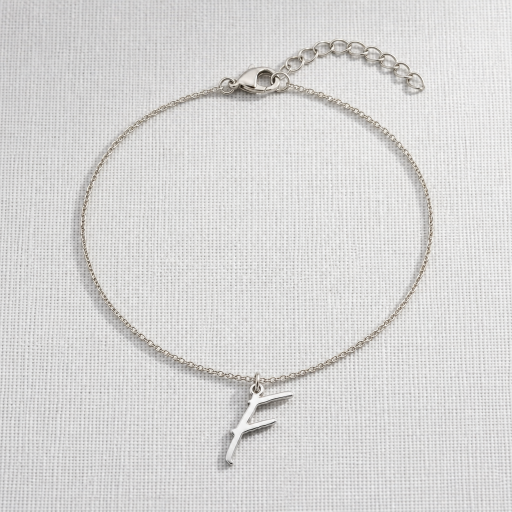 F Bracelet | Initial & Letter F Charm, Gold & Silver