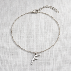 F Bracelet | Initial & Letter F Charm, Gold & Silver