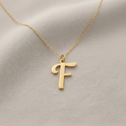 F Necklace | Initial & Letter F Pendant, Gold & Silver