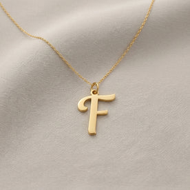 F Necklace | Initial & Letter F Pendant, Gold & Silver