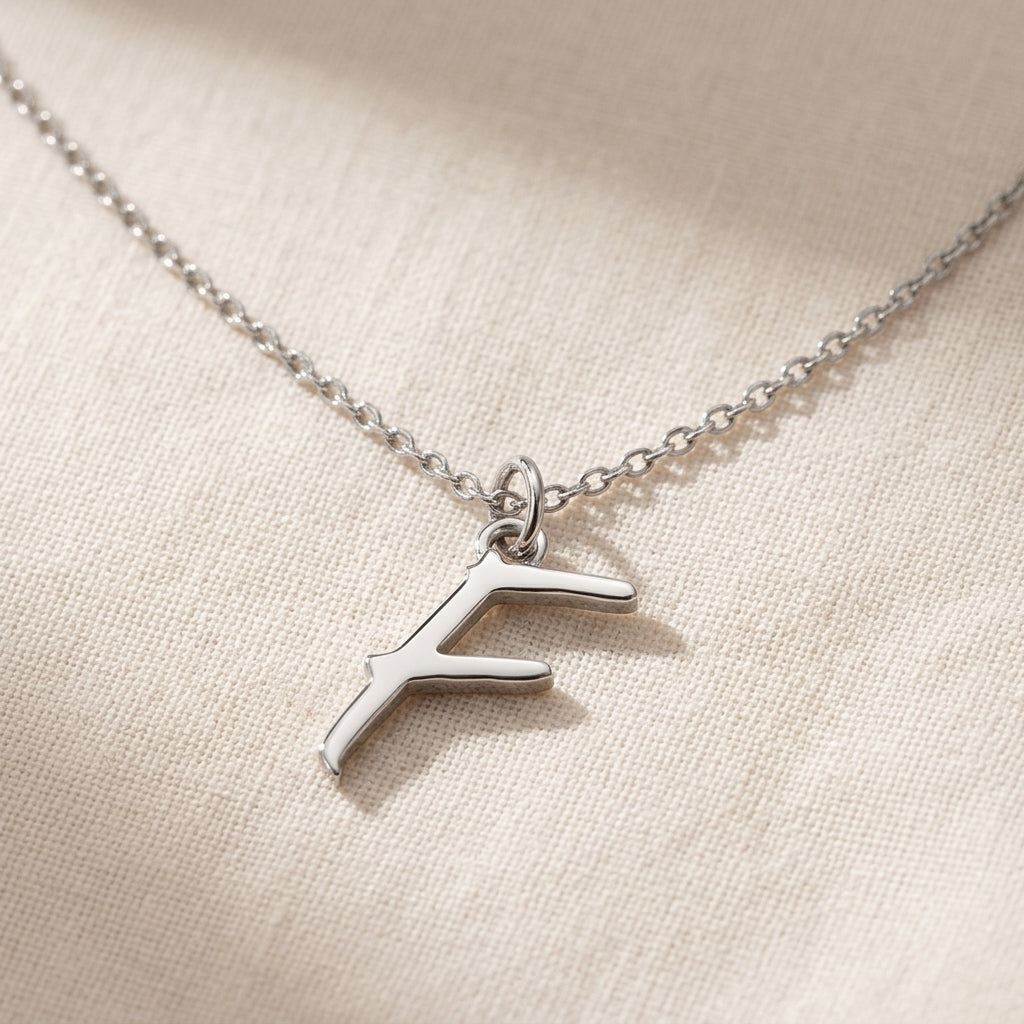 F Necklace | Initial & Letter F Pendant, Gold & Silver