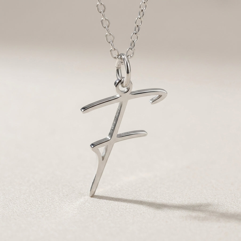 F Necklace | Initial & Letter F Pendant, Gold & Silver