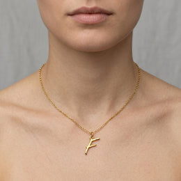 F Necklace | Initial & Letter F Pendant, Gold & Silver