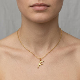 F Necklace | Initial & Letter F Pendant, Gold & Silver