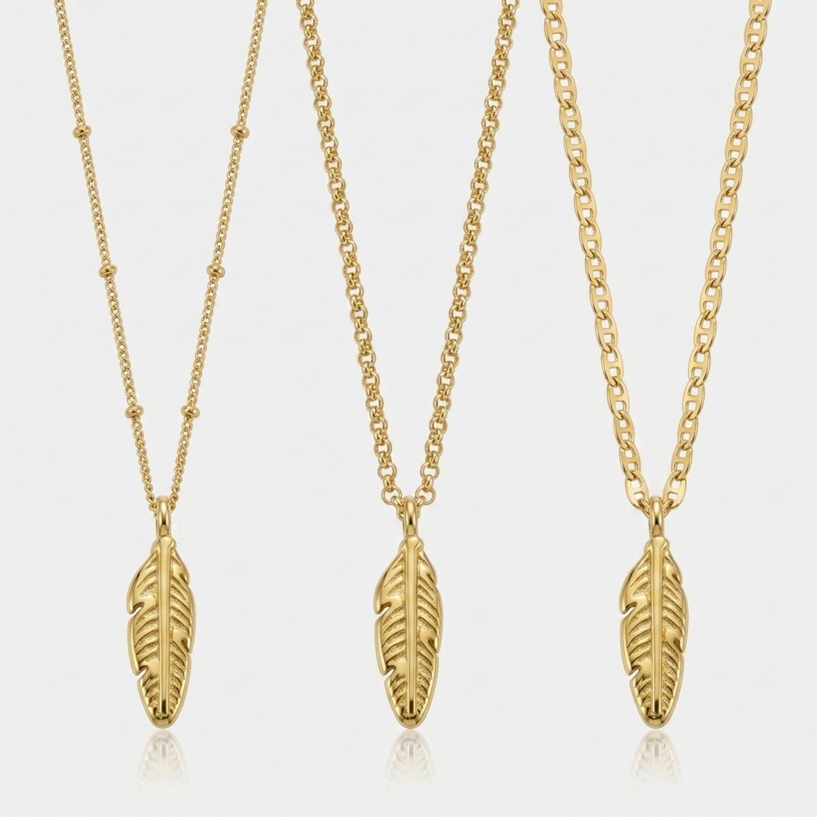 Feather Charm Necklace & Bracelet