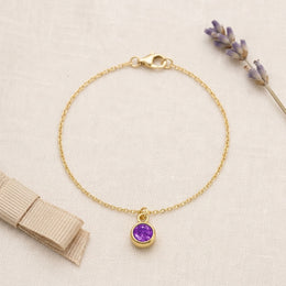 February Birthstone Bracelet | Amethyst, Gold & Silver