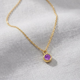 February Birthstone Necklace | Amethyst, Gold & Silver