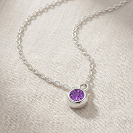 February Birthstone Necklace | Amethyst, Gold & Silver
