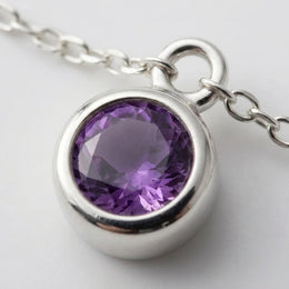 February Birthstone Necklace | Amethyst, Gold & Silver