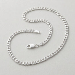 Sterling Silver Flat Curb Chain 46cm / 18in – 4mm