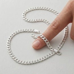 Sterling Silver Flat Curb Chain 46cm / 18in – 4mm