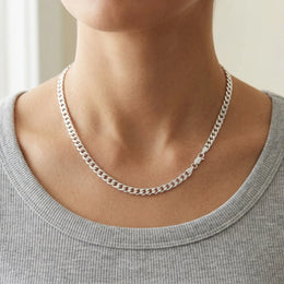 Sterling Silver Flat Curb Chain 46cm / 18in – 4mm