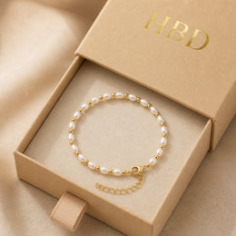 Freshwater Pearl Bracelet in Silver or Gold – Elegant Bead & Pearl Women’s Bracelet