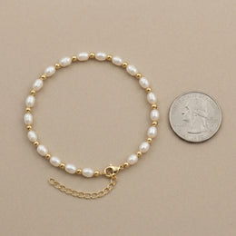 Freshwater Pearl Bracelet in Silver or Gold – Elegant Bead & Pearl Women’s Bracelet