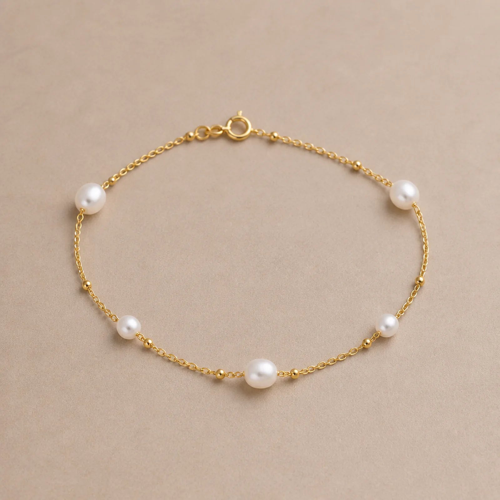 Freshwater Pearl Beaded Bracelet in 14ct Gold or Sterling Silver