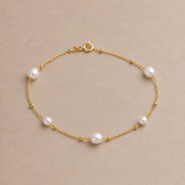 Freshwater Pearl Beaded Bracelet in 14ct Gold or Sterling Silver