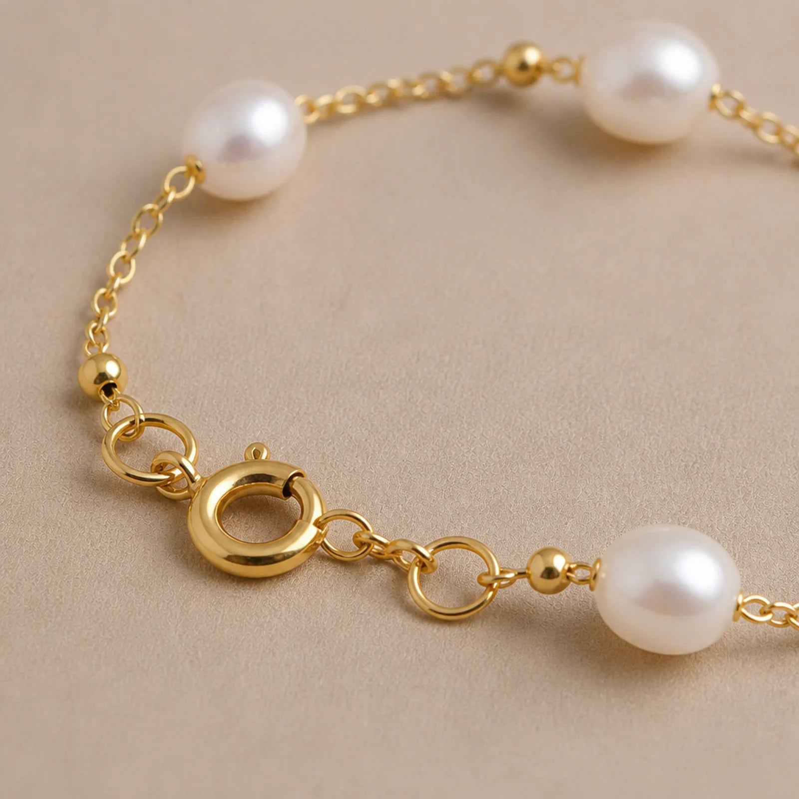 Freshwater Pearl Beaded Bracelet in 14ct Gold or Sterling Silver