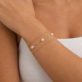 Freshwater Pearl Beaded Bracelet in 14ct Gold or Sterling Silver