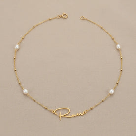 Freshwater Pearl Name Necklace – Personalised Gold or Silver Pearl Necklace, 6 Designs