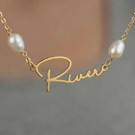 Freshwater Pearl Name Necklace – Personalised Gold or Silver Pearl Necklace, 6 Designs