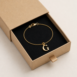 G Bracelet | Initial & Letter G Charm, Gold & Silver