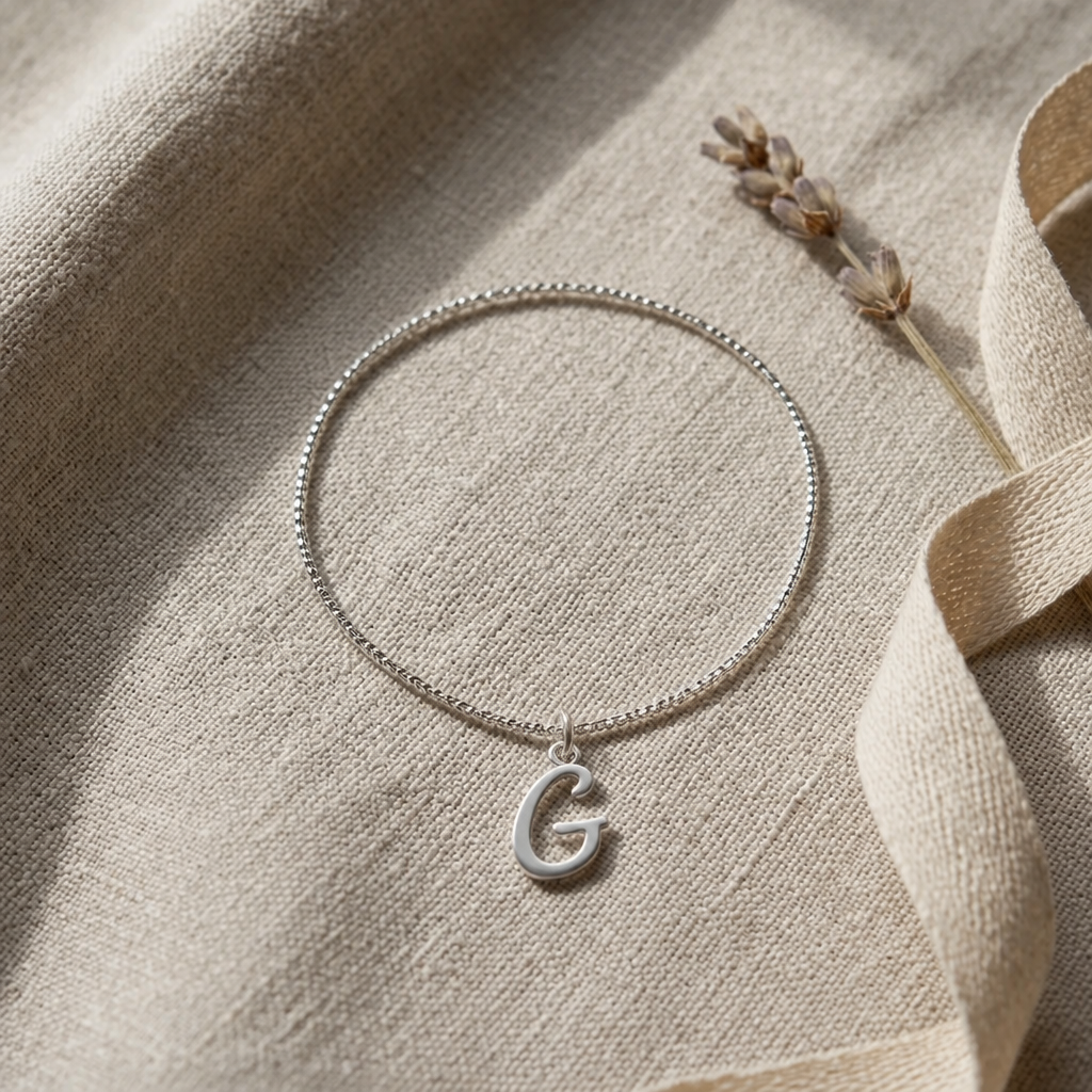 G Bracelet | Initial & Letter G Charm, Gold & Silver