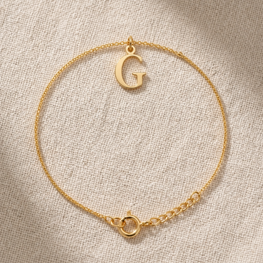 G Bracelet | Initial & Letter G Charm, Gold & Silver
