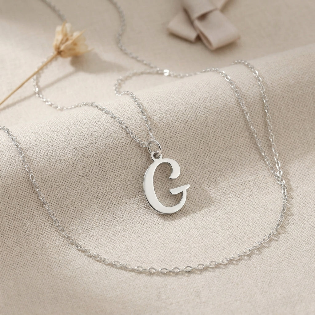 G Necklace | Initial & Letter G Pendant, Gold & Silver