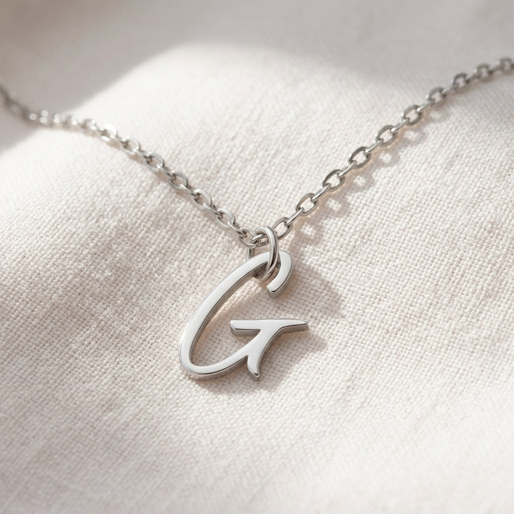 G Necklace | Initial & Letter G Pendant, Gold & Silver