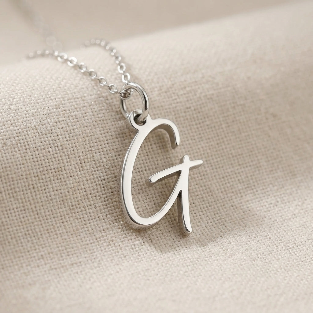 G Necklace | Initial & Letter G Pendant, Gold & Silver