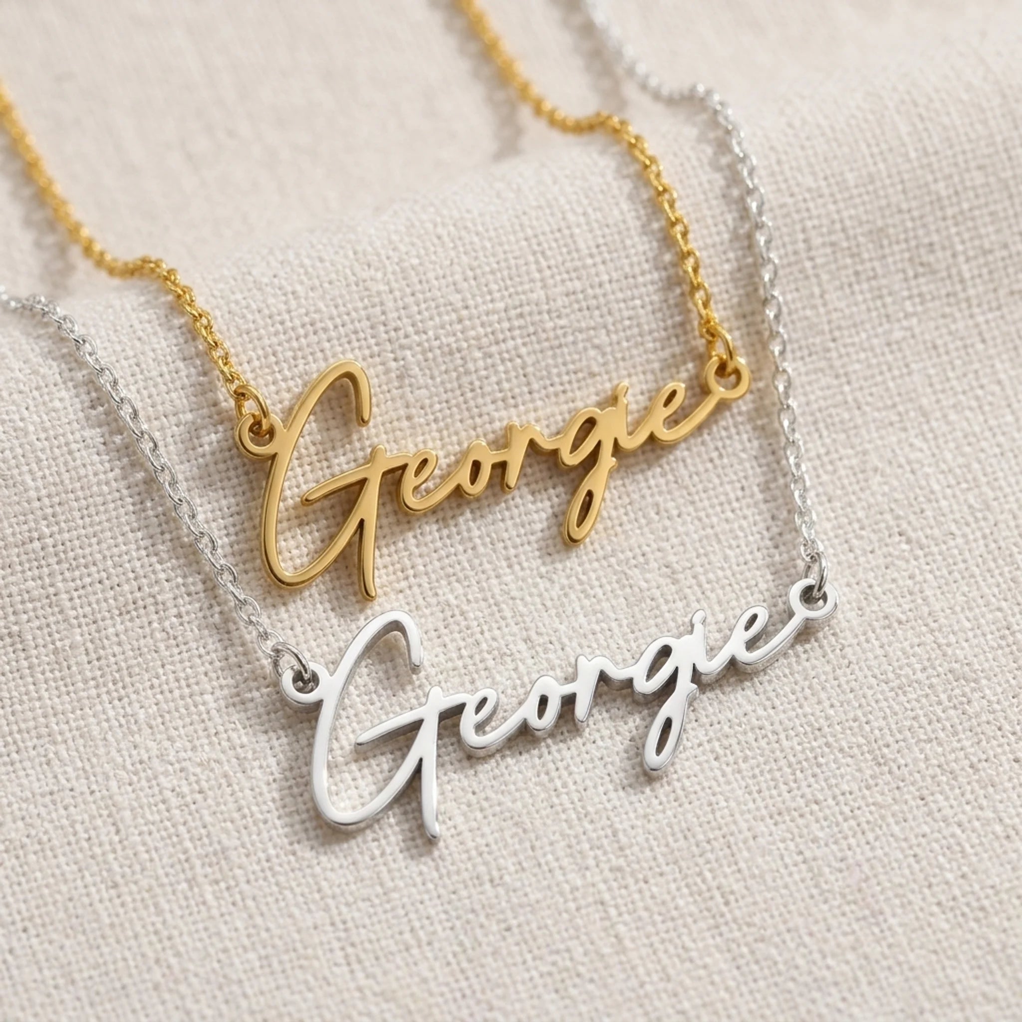 Georgie Name Necklace | 18ct Gold, Silver & Vermeil | Ready to Ship