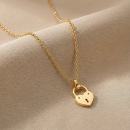 Heart Lock Necklace in Vermeil, Gold or Silver – Padlock Pendant by Gigi & Maple