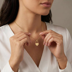 Heart Lock Necklace in Vermeil, Gold or Silver – Padlock Pendant by Gigi & Maple