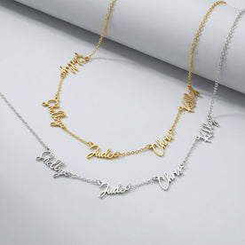 Personalised Multi-Name Necklace – 1 to 5 Custom Names in Gold, Silver or Vermeil by Gigi & Maple