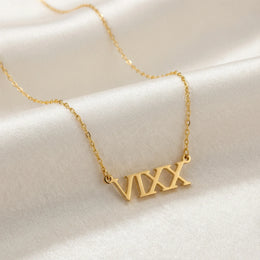 Custom Roman Numeral Necklace in Gold or Silver – Personalised Date Necklace – Gigi & Maple