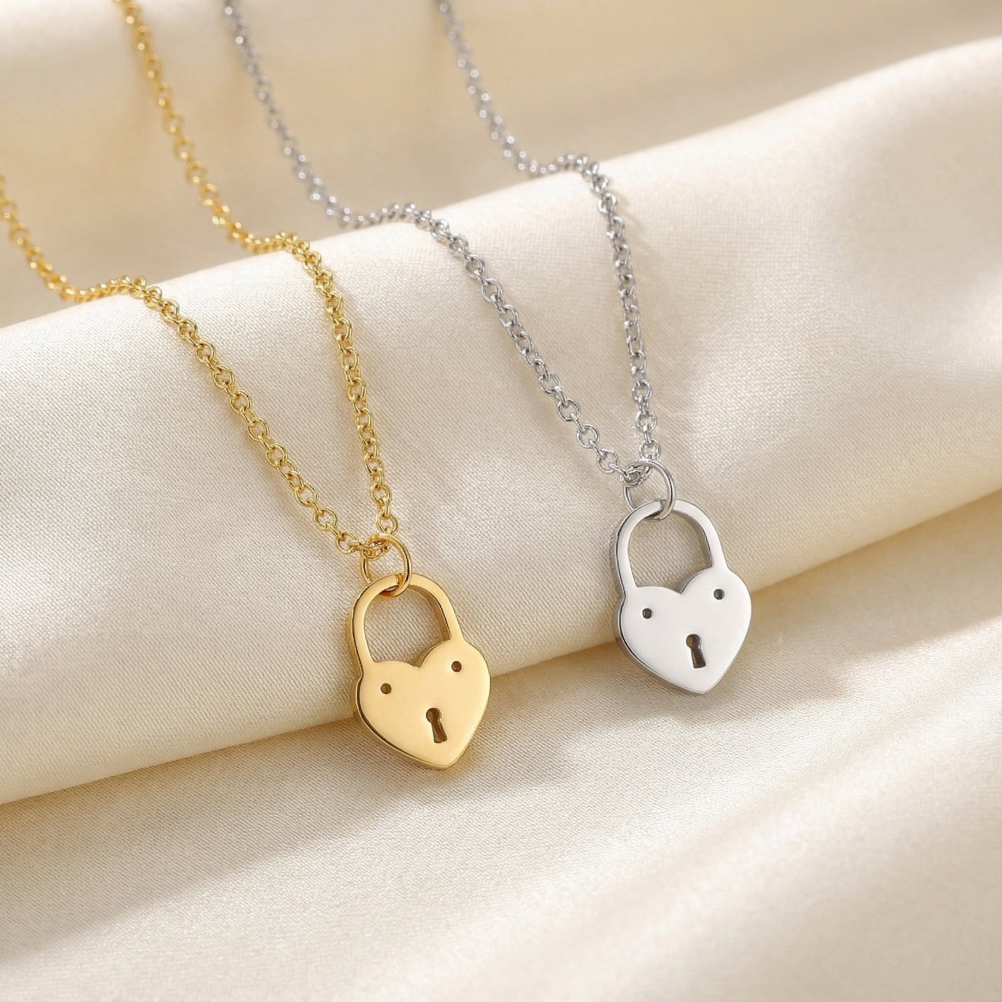 Gigi & Maple Necklace Vermeil / Style 1 / 16–18" with 2" extender Heart Lock Pendant Necklace by G&M