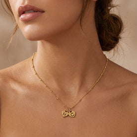 Two Heart Initial Necklace – Personalised in Gold, Silver or Vermeil – Gigi & Maple