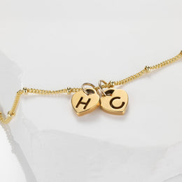 Two Heart Initial Necklace – Personalised in Gold, Silver or Vermeil – Gigi & Maple