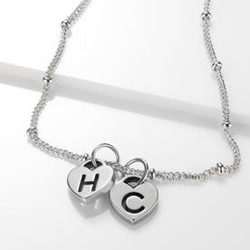 Two Heart Initial Necklace – Personalised in Gold, Silver or Vermeil – Gigi & Maple