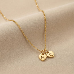 Two Heart Initial Necklace – Personalised in Gold, Silver or Vermeil – Gigi & Maple