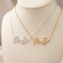 Personalised Mrs Necklace | Bridal Gift in Gold & Silver